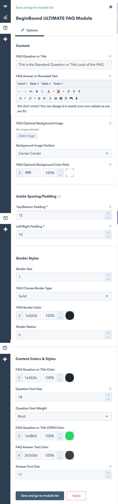 FAQ Module Options FULL
