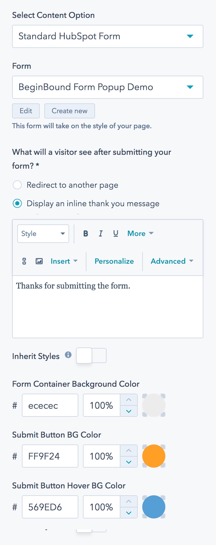 Form Style Options